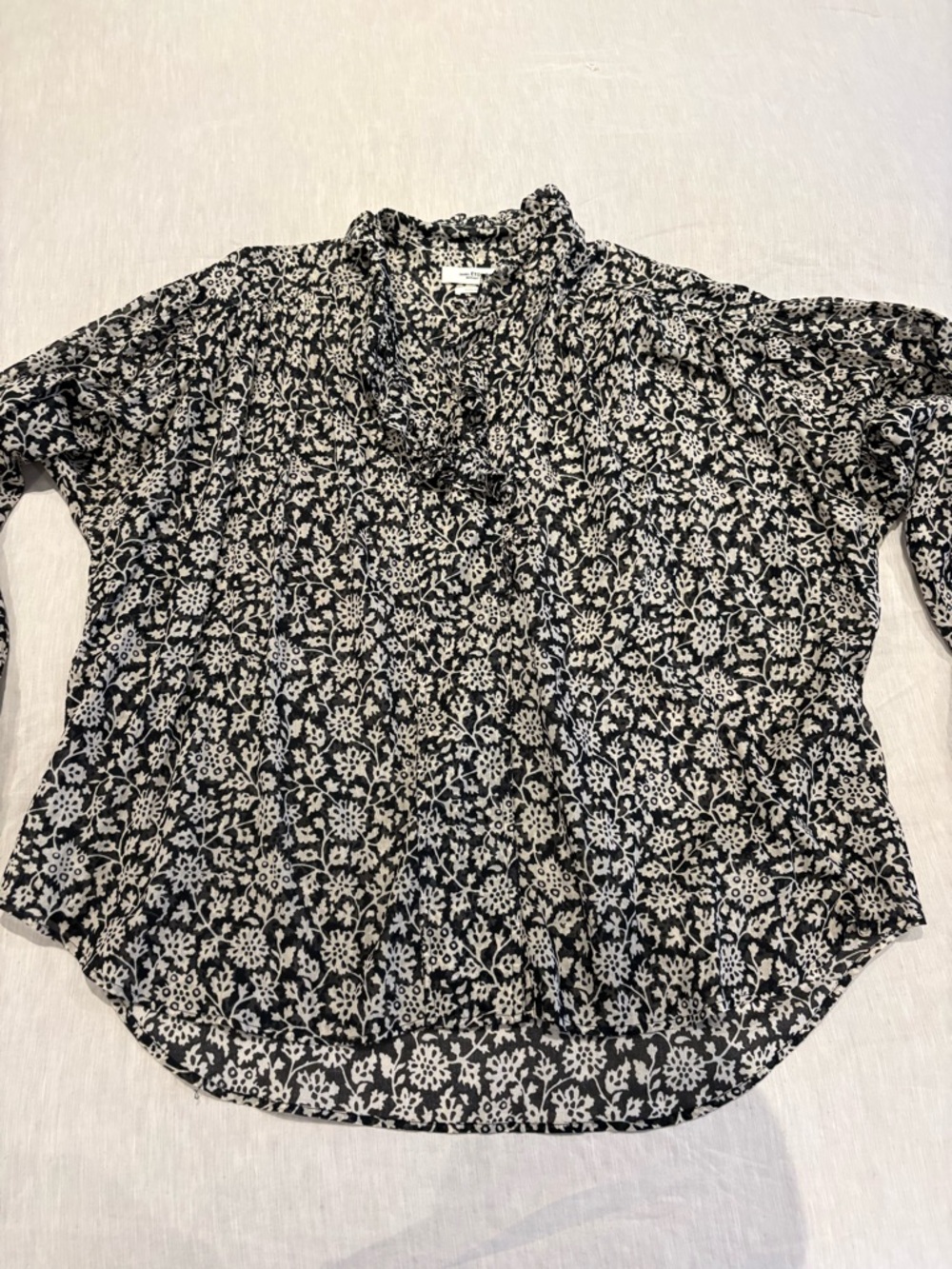 Isabel Etoile Marant Black and Cream Floral Button-Front Blouse